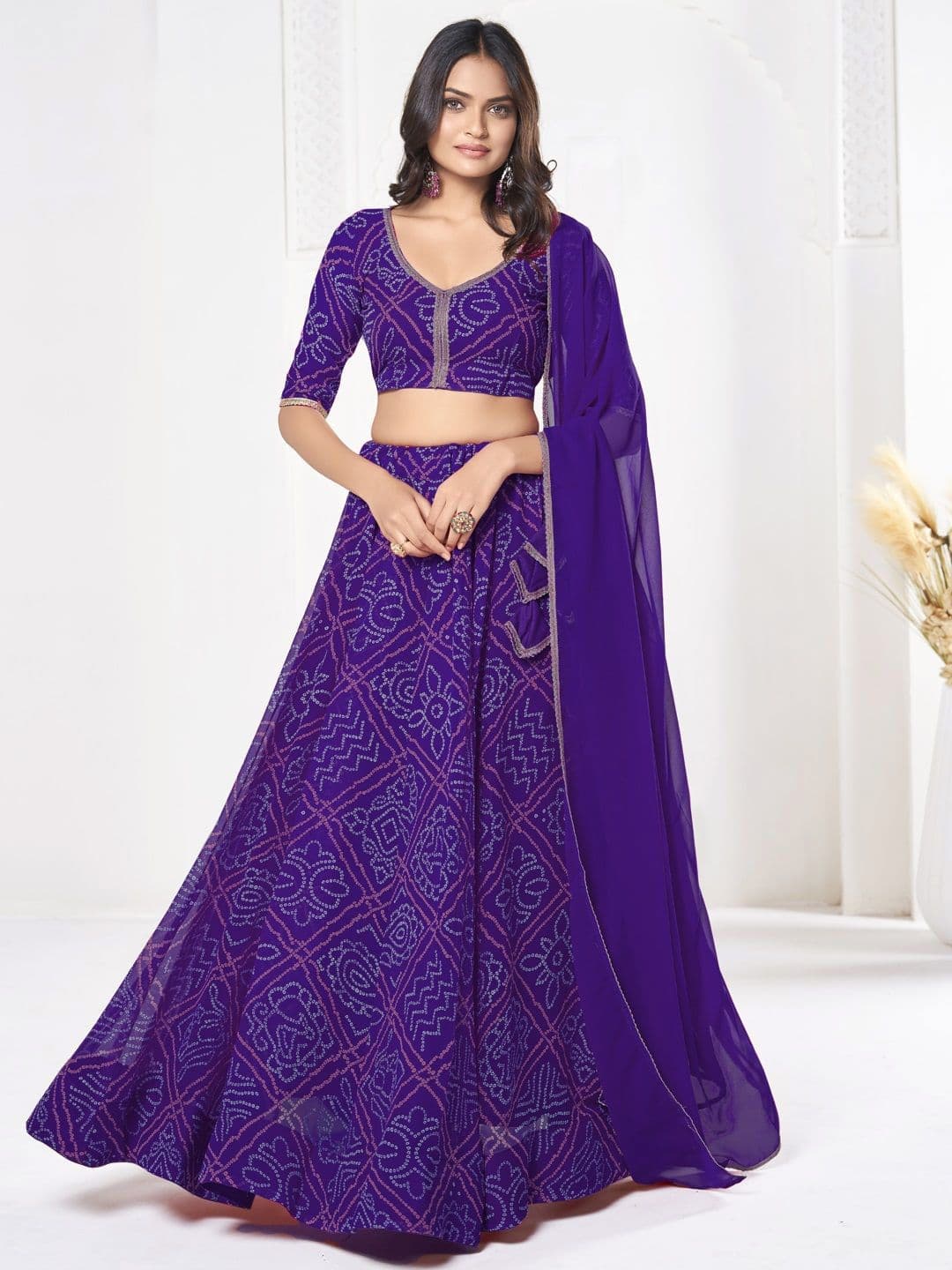 KALINI Printed Semi-Stitched Lehenga & Unstitched Blouse With Dupatta - view 1