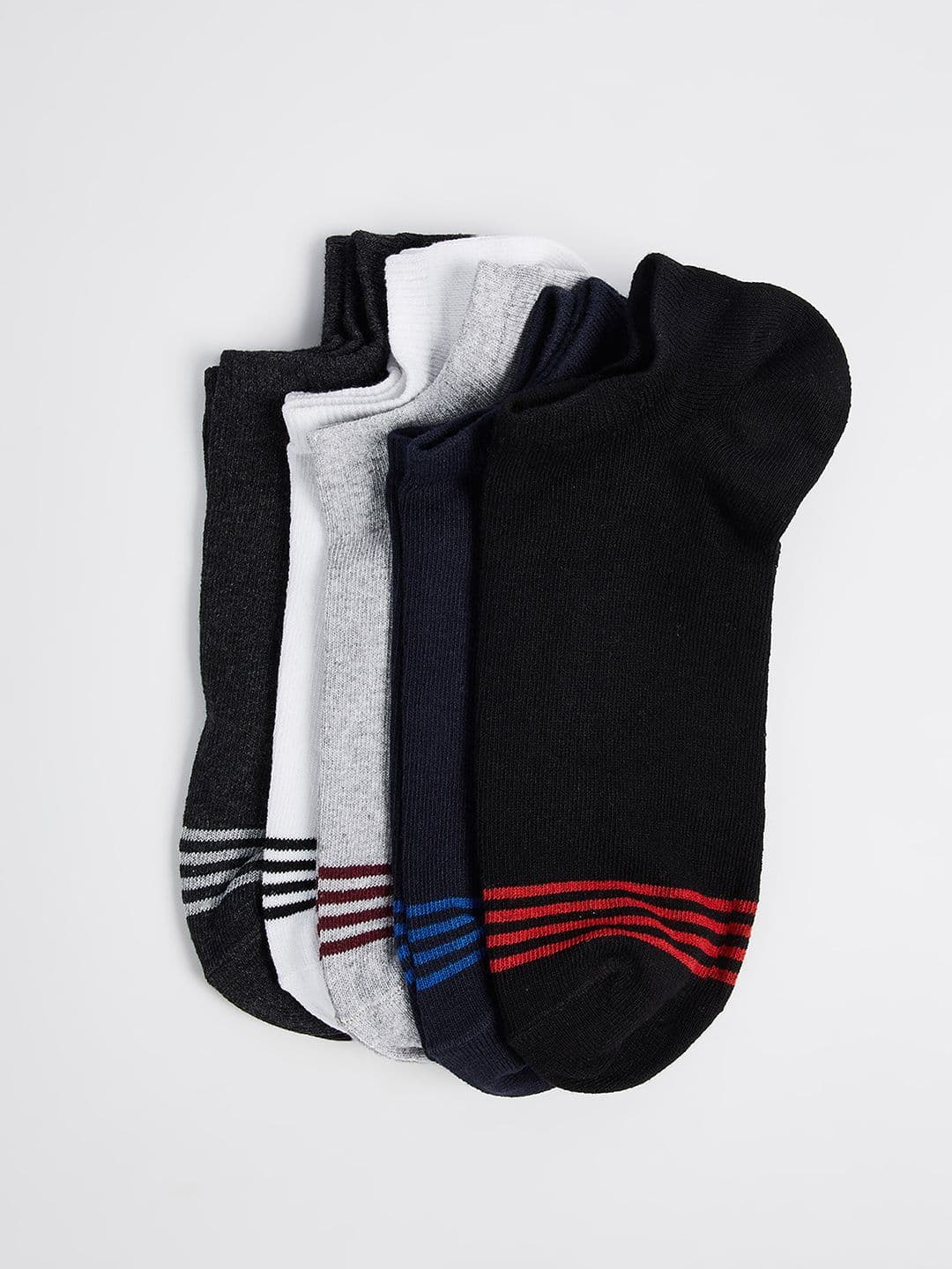 Max Pack Of 5 Men Striped No Show Socks - view 1