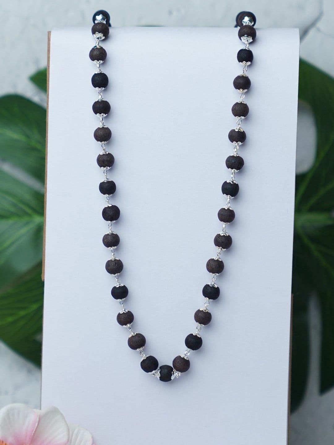 Japam Silver Plated Eternal Karungali Mala - Natural Ebony Wood - view 1