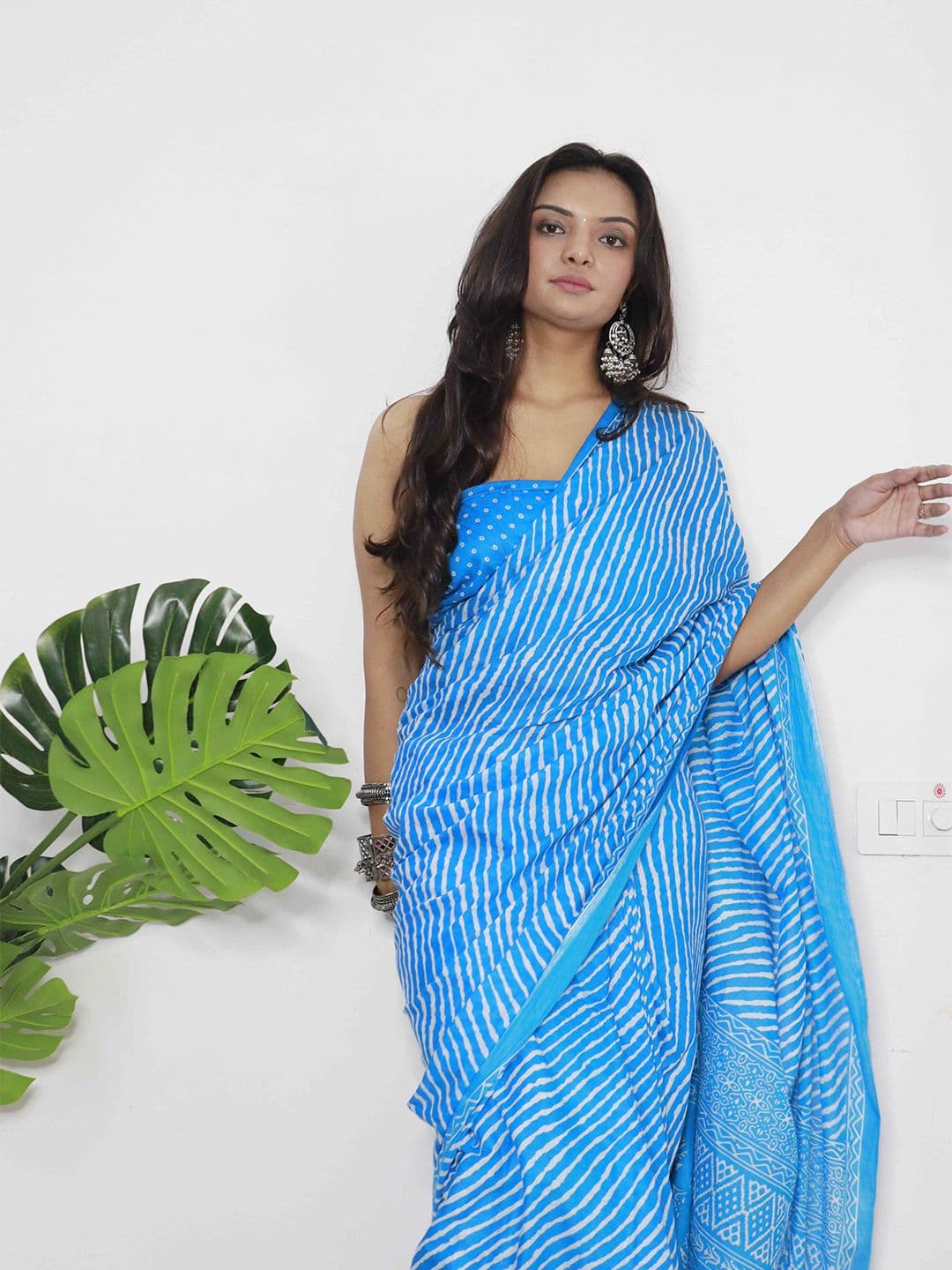 HERE&NOW Striped Pure Cotton Bagru Saree - view 1