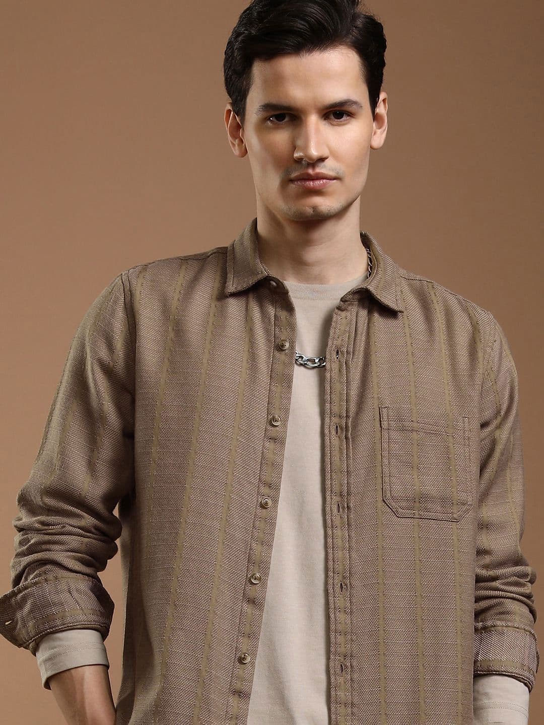 HIGHLANDER Men Slim Fit Opaque Striped Casual Shirt - view 1