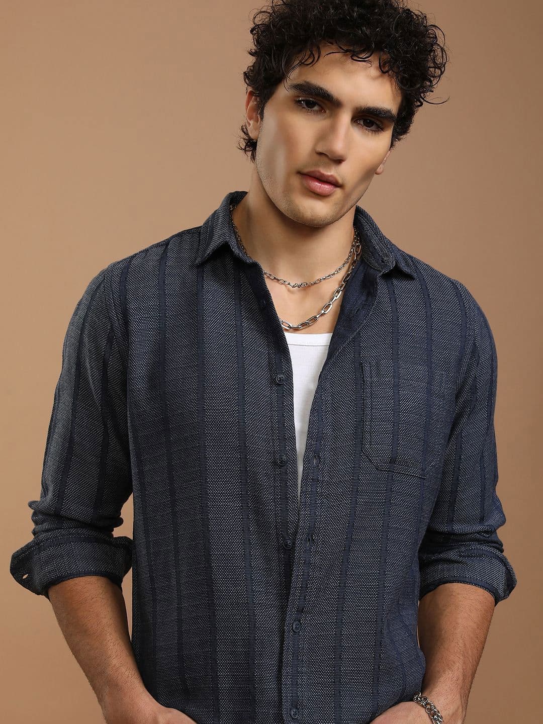 HIGHLANDER Men Slim Fit Opaque Striped Casual Shirt - view 1