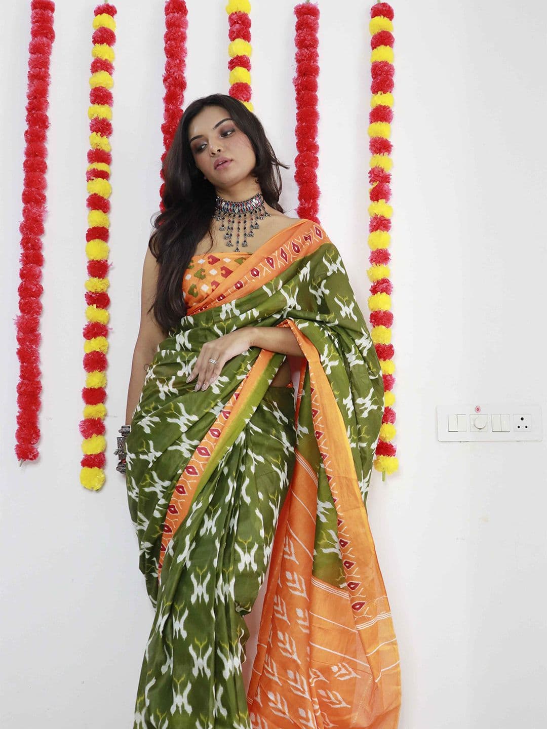 HERE&NOW Geometric Printed Pure Cotton Bagru Saree - view 1