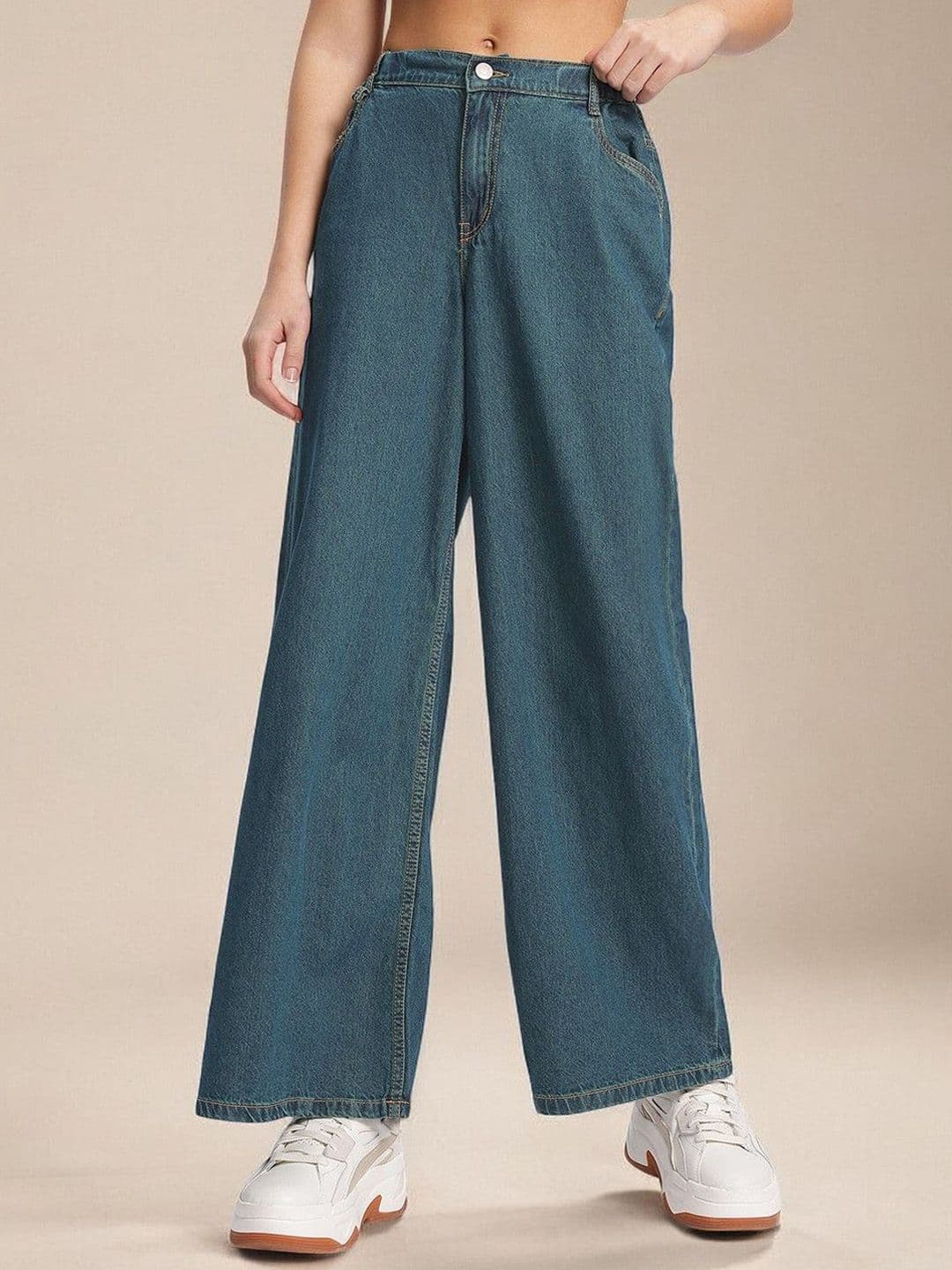 The Roadster Lifestyle Co Palazzo Fit High Rise No Fade Jeans - view 1