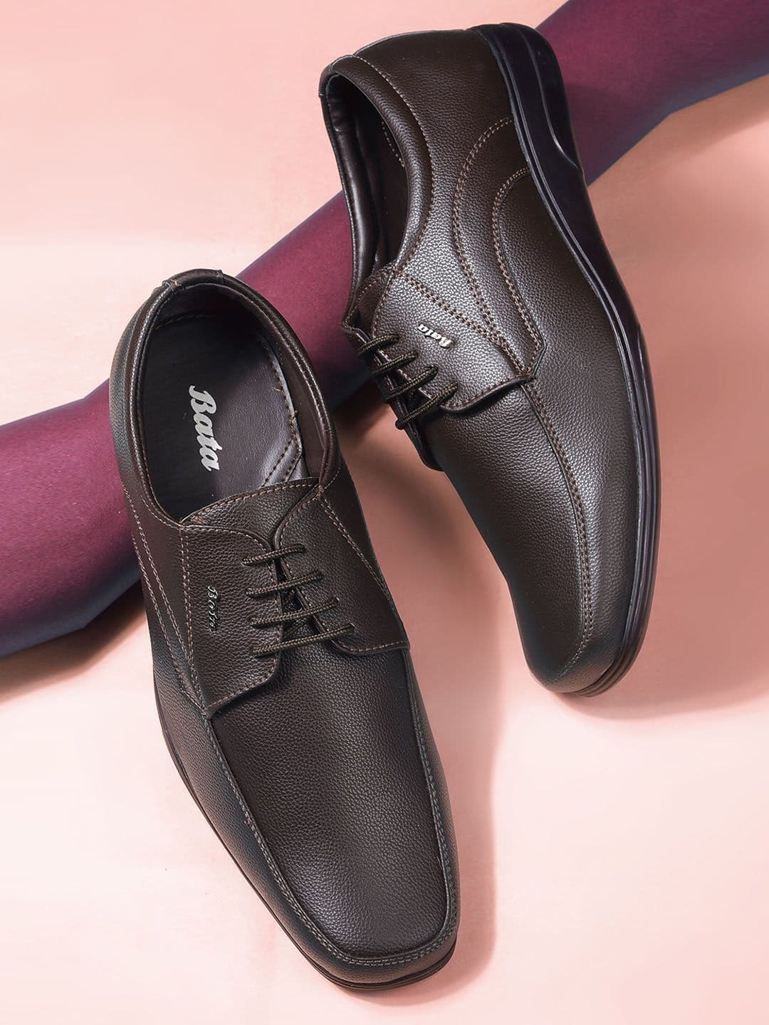 Bata Men Textured Leather Formal Derbys - view 1