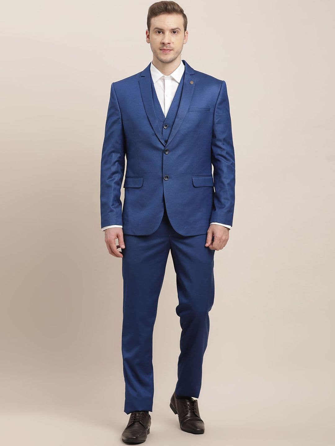 Turtle Men Tailored Fit Pure Cotton Single-Breasted Three-Piece Suit