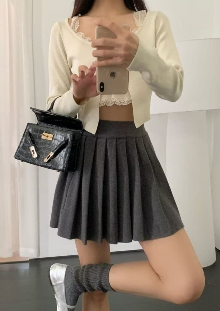 LULU & SKY Women Flared Pleated Skater Skirt - view 1