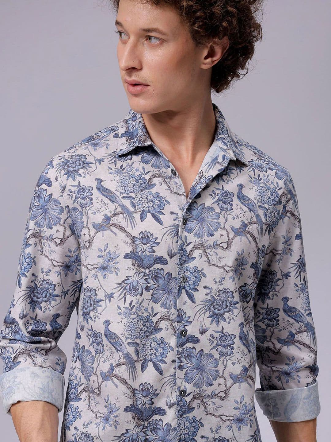 The Indian Garage Co Men Regular Fit Floral Printed Resortwear Linen Shirt - view 1
