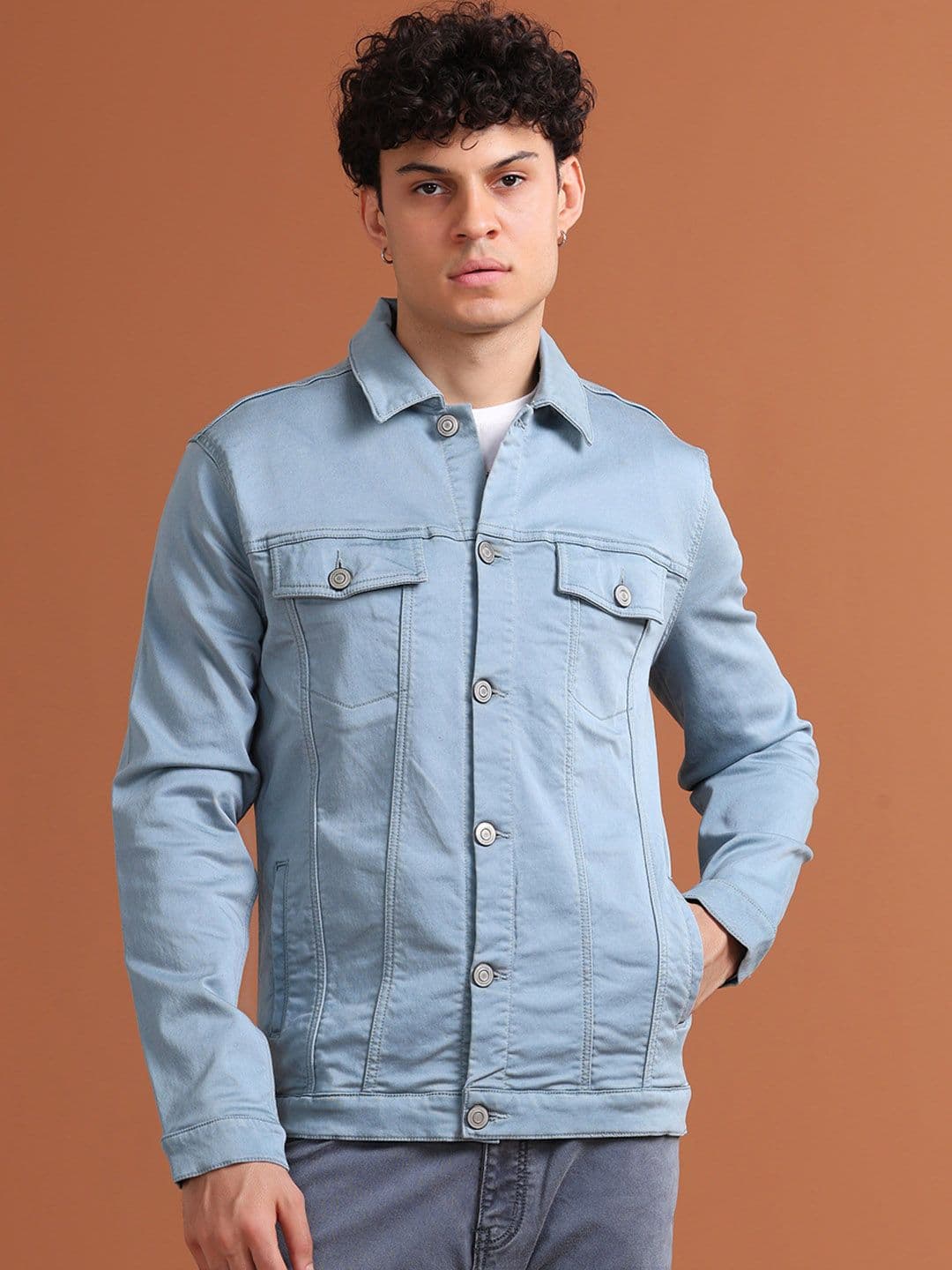VUDU Men Solid Long Sleeves Denim Jacket - view 1
