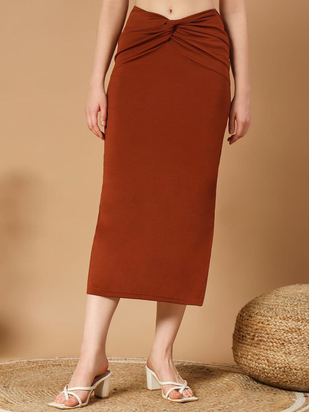 BAESD Women Twist Waist Split Thigh Pencil Midi Skirt - view 1