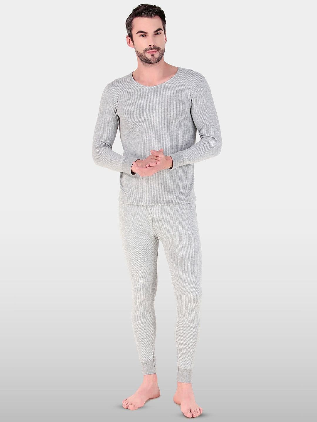 FREECULTR Men Striped Cotton Round Neck Skinny Fit Thermal Set - view 1