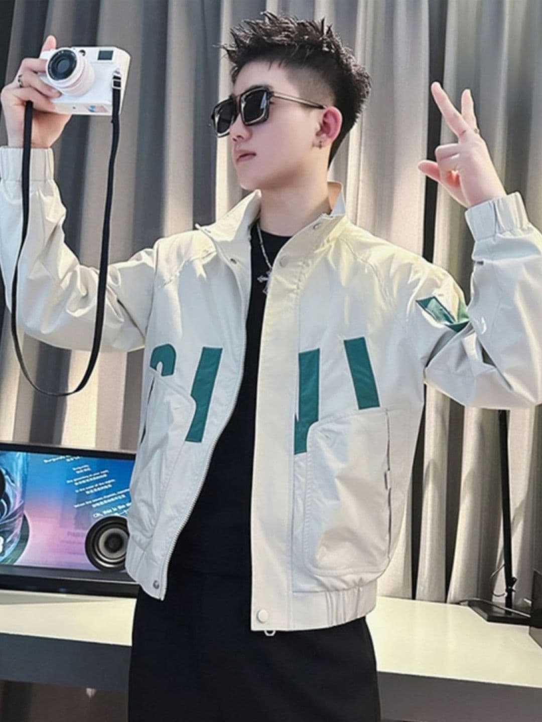 HERE&NOW Men Spread Collar Typography Printed Casual Bomber Jacket - view 1