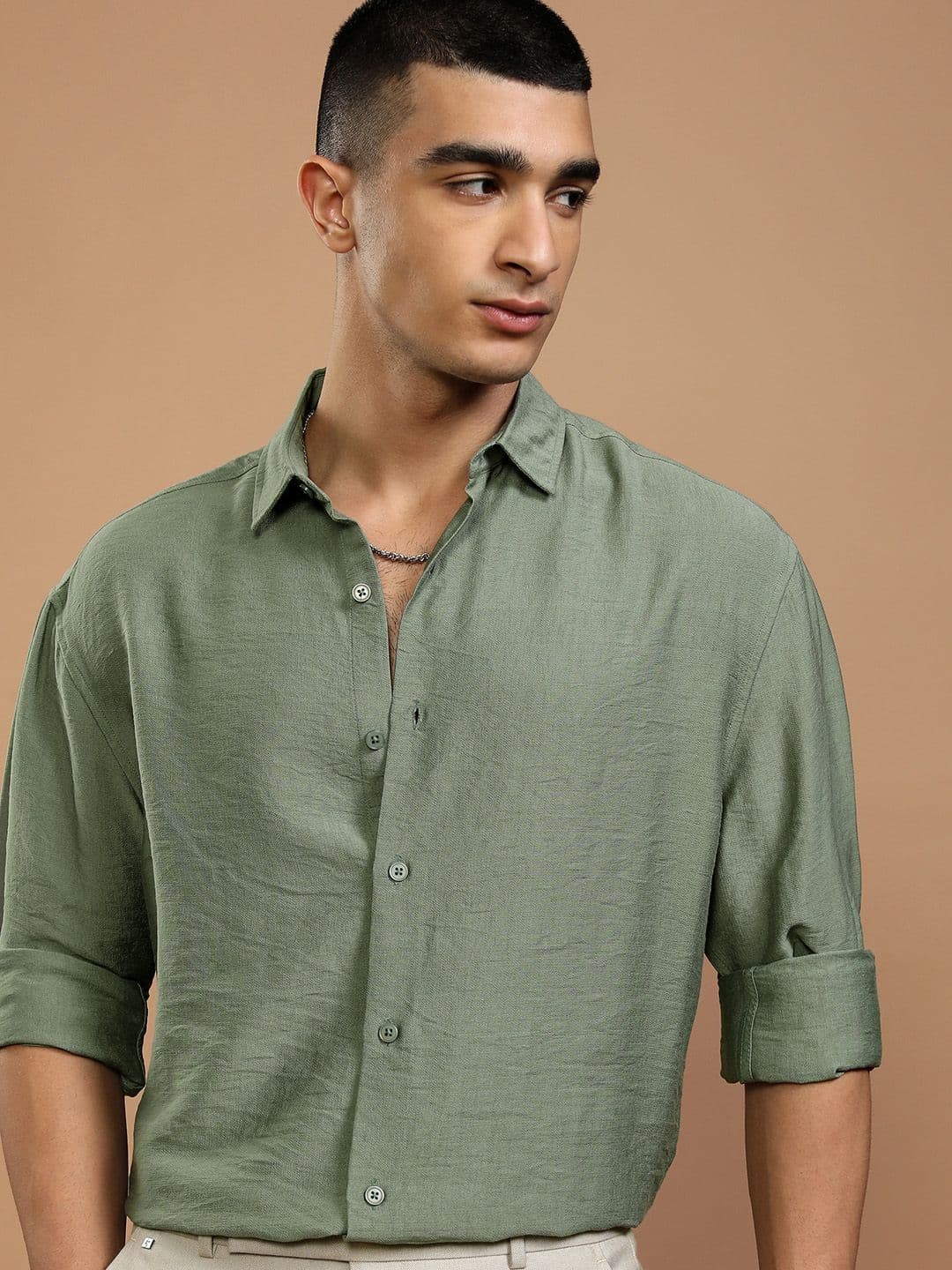 HIGHLANDER Men Textured Spread Collar Casual Shirt - view 1