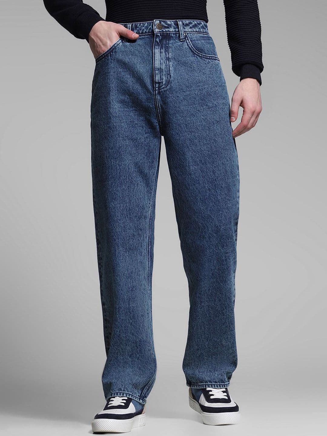 Jack & Jones Men Cotton Wide Leg High-Rise Light Fade Jeans - view 1