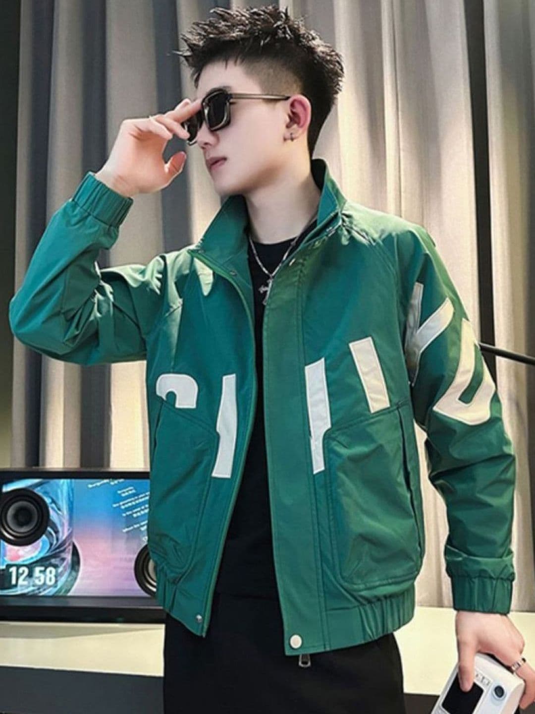 HERE&NOW Men Spread Collar Typography Printed Casual Bomber Jacket - view 1