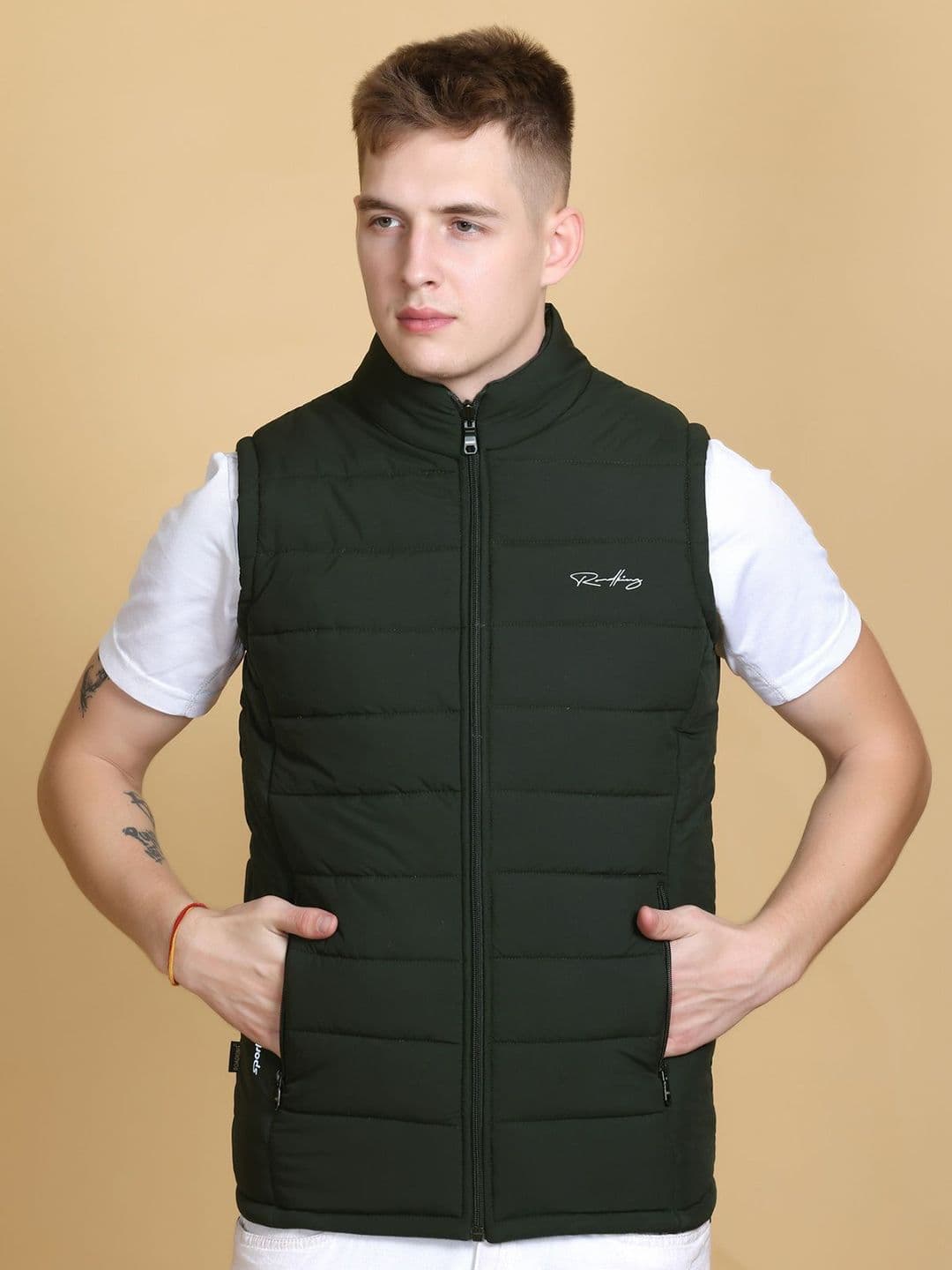 Roadking Men Mock Collar Solid Casual Gilet Jacket - view 1