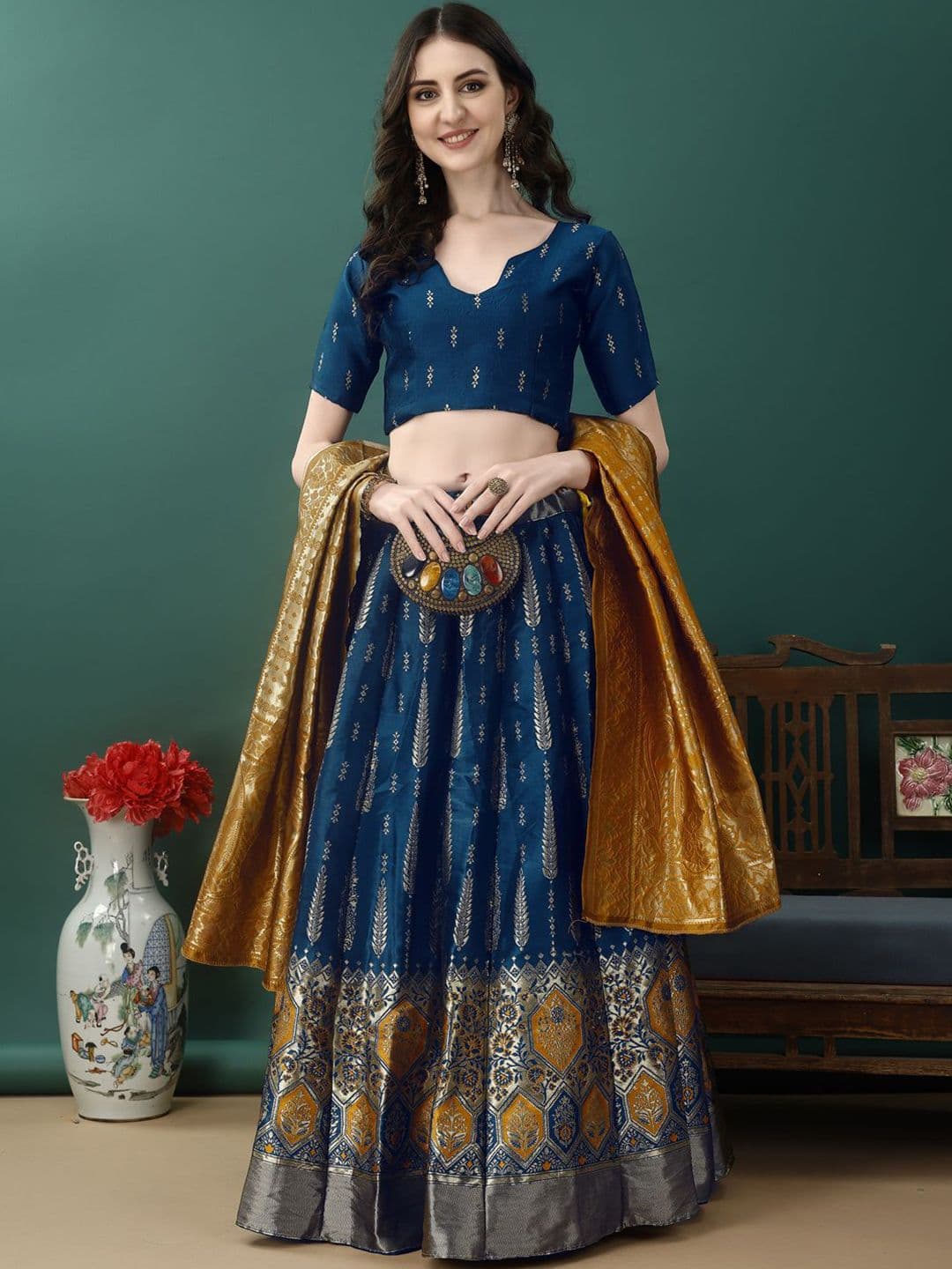 SWAMI STUDIO Floral Printed Lehenga With Blouse & Dupatta - view 1