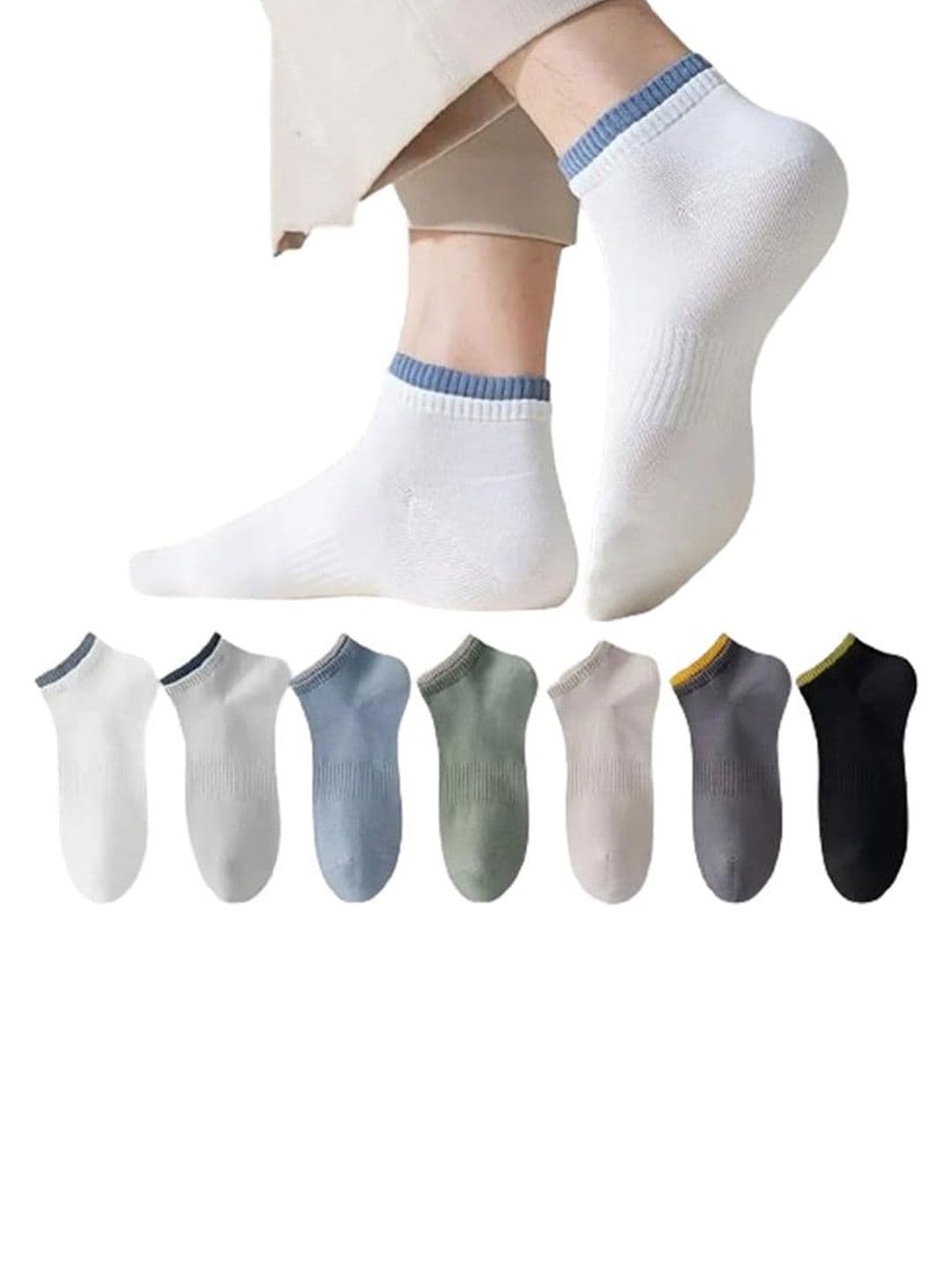 Sockscarving Pack Of 7 Cotton Ankle-Length Socks - view 1