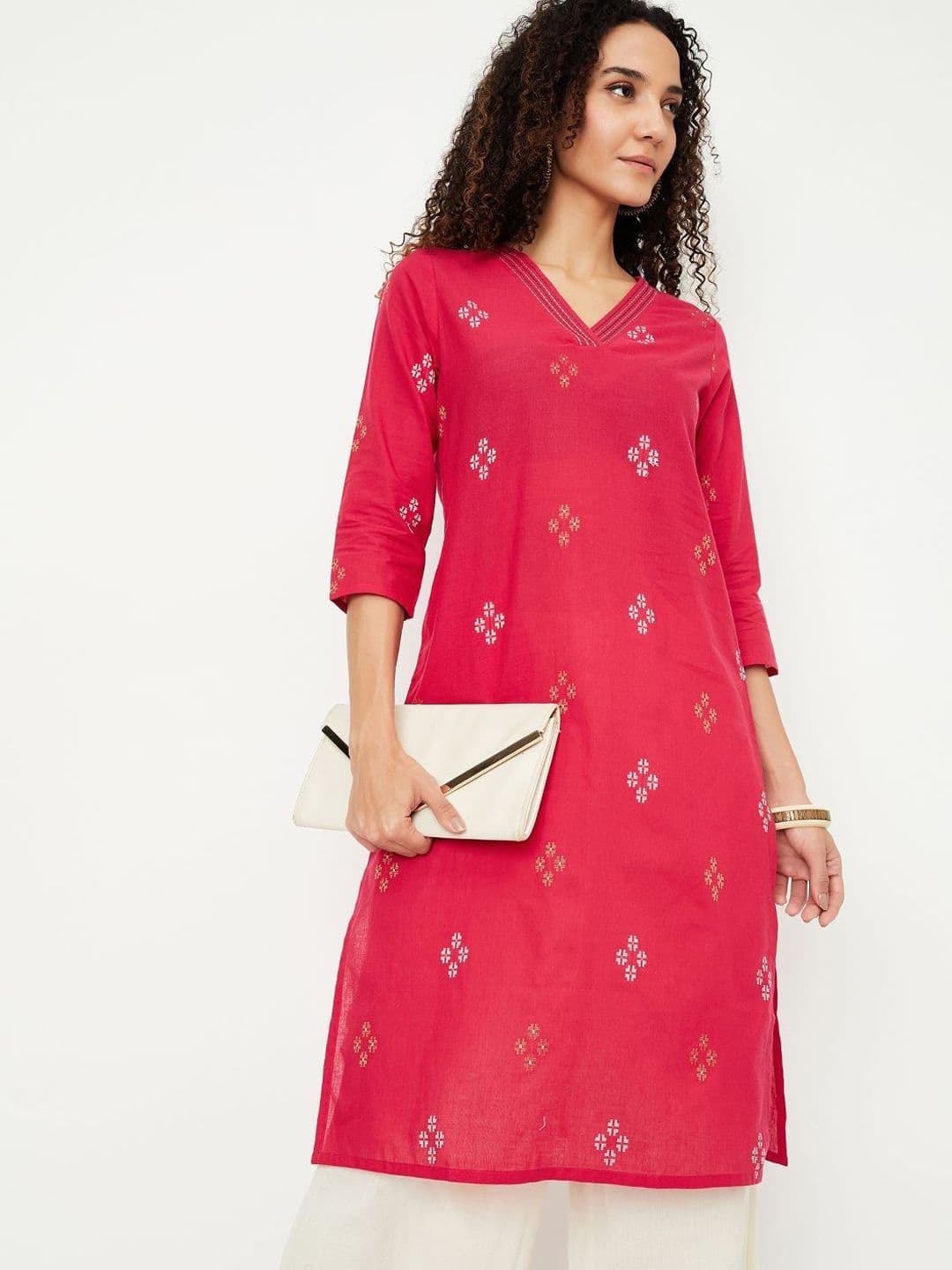 max Geometric Printed Regular Cotton Straight Kurta - view 1