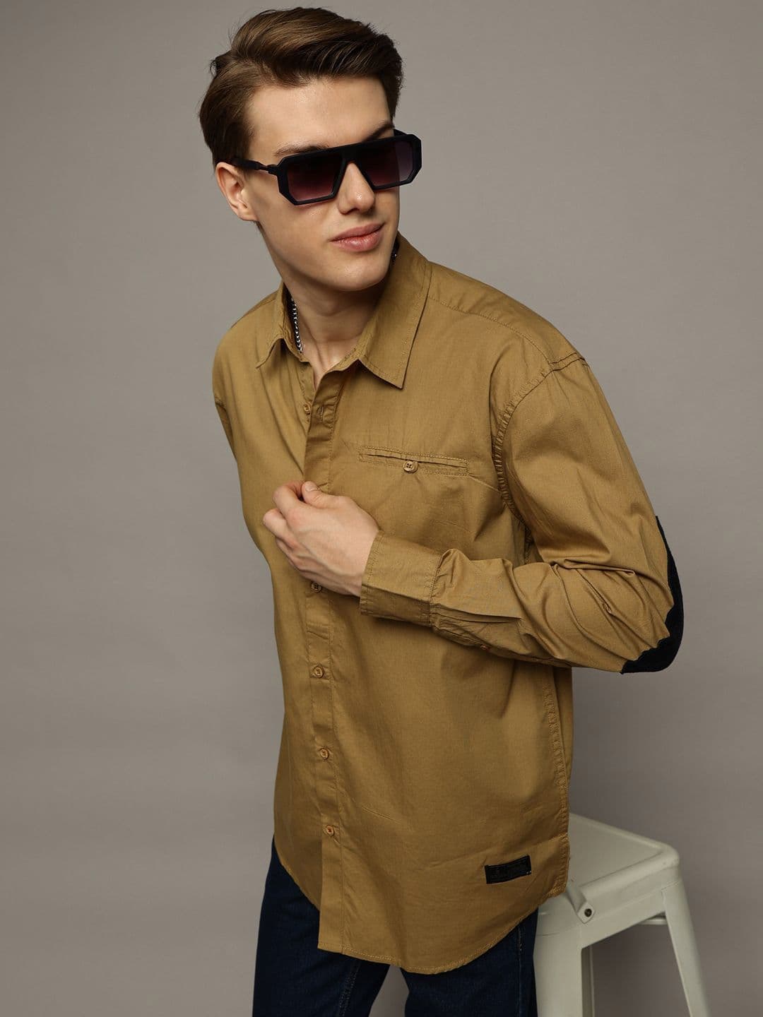 The Roadster Lifestyle Co. Men Premium Spread Collar Solid Cotton Oversized Casual Shirt - view 1
