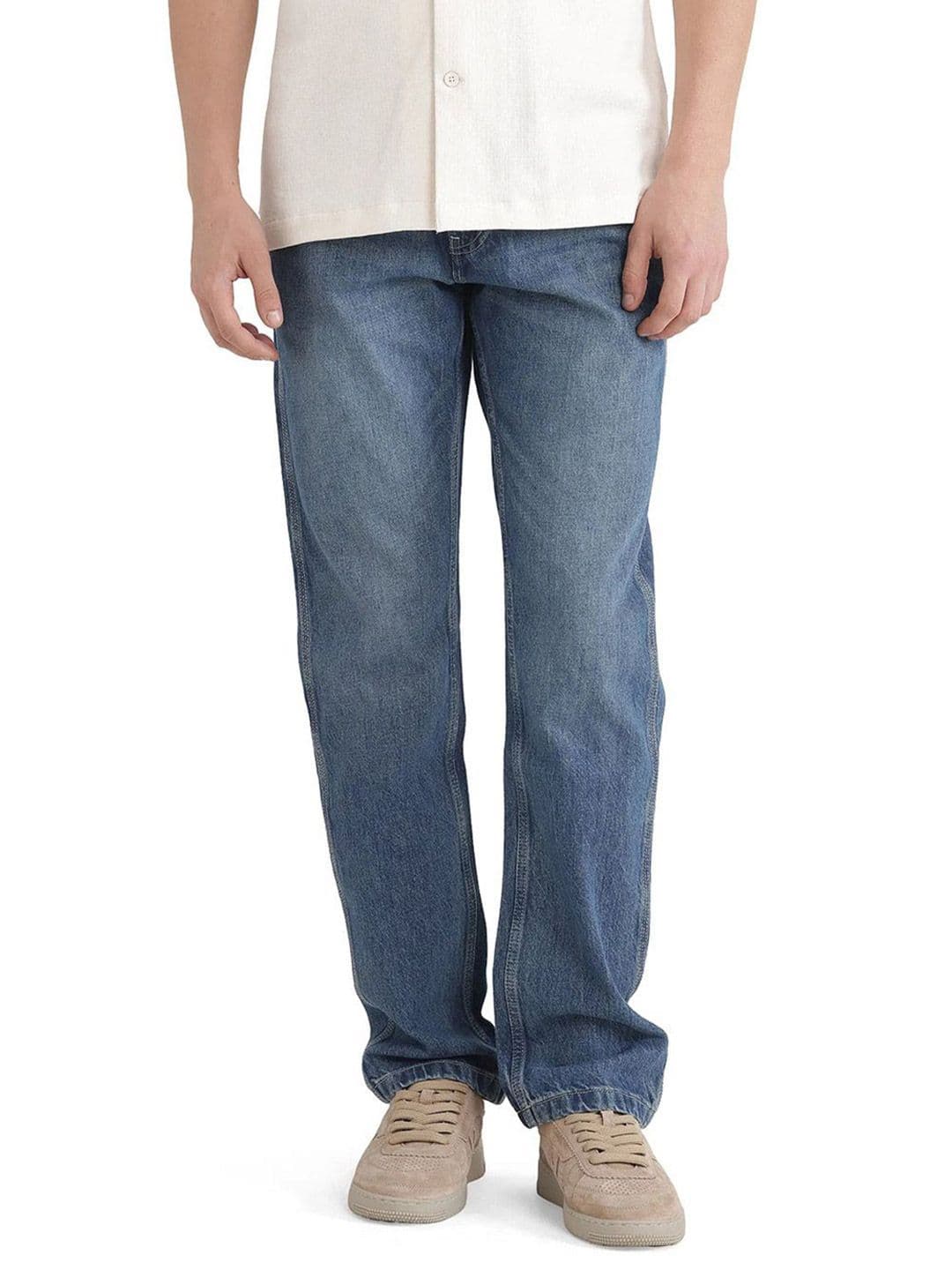 RARE RABBIT Men Blue Comfort Mid-Rise Light Fade Stretchable Jeans - view 1