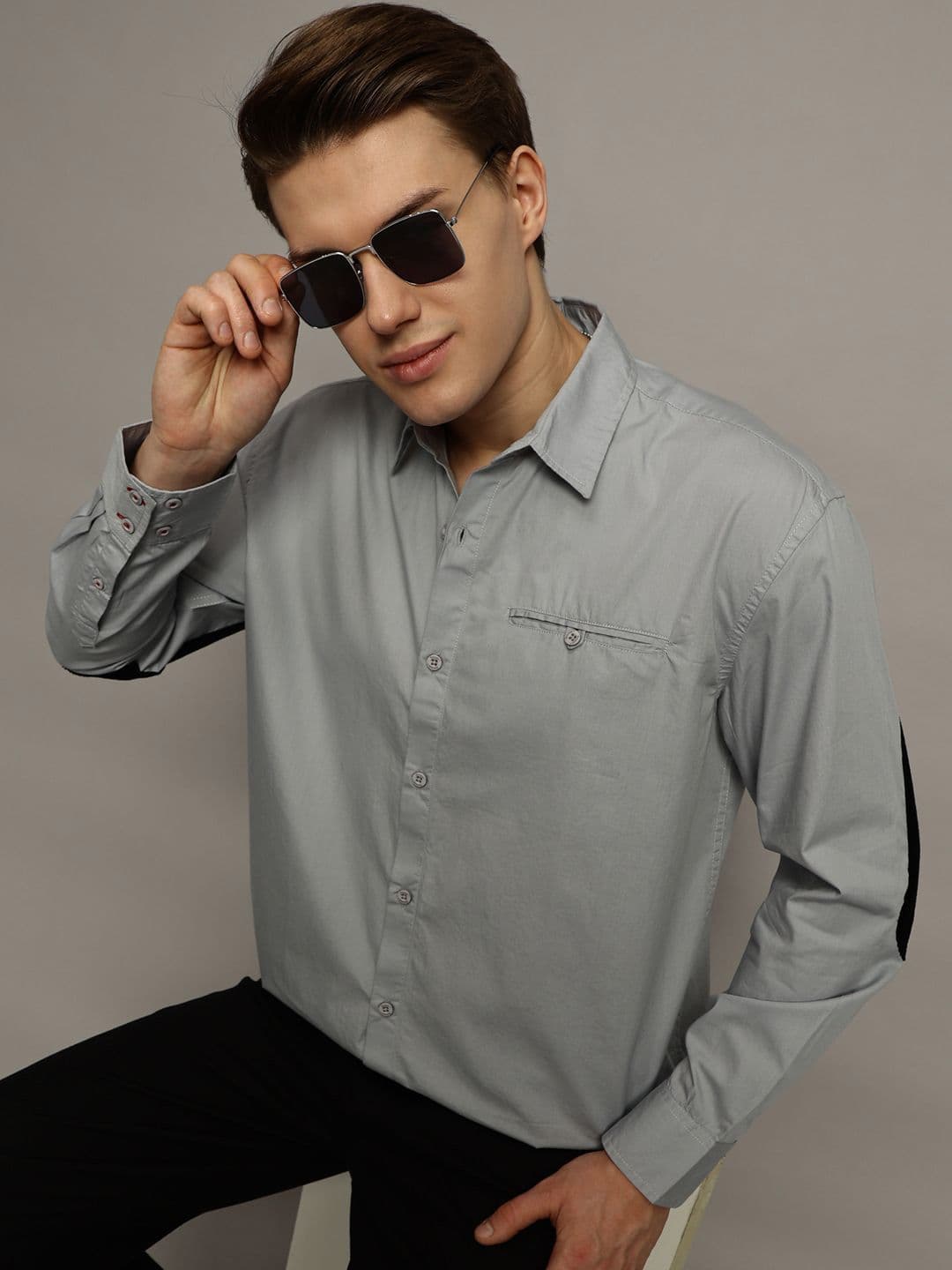 The Roadster Lifestyle Co. Men Premium Spread Collar Solid Cotton Oversized Casual Shirt - view 1