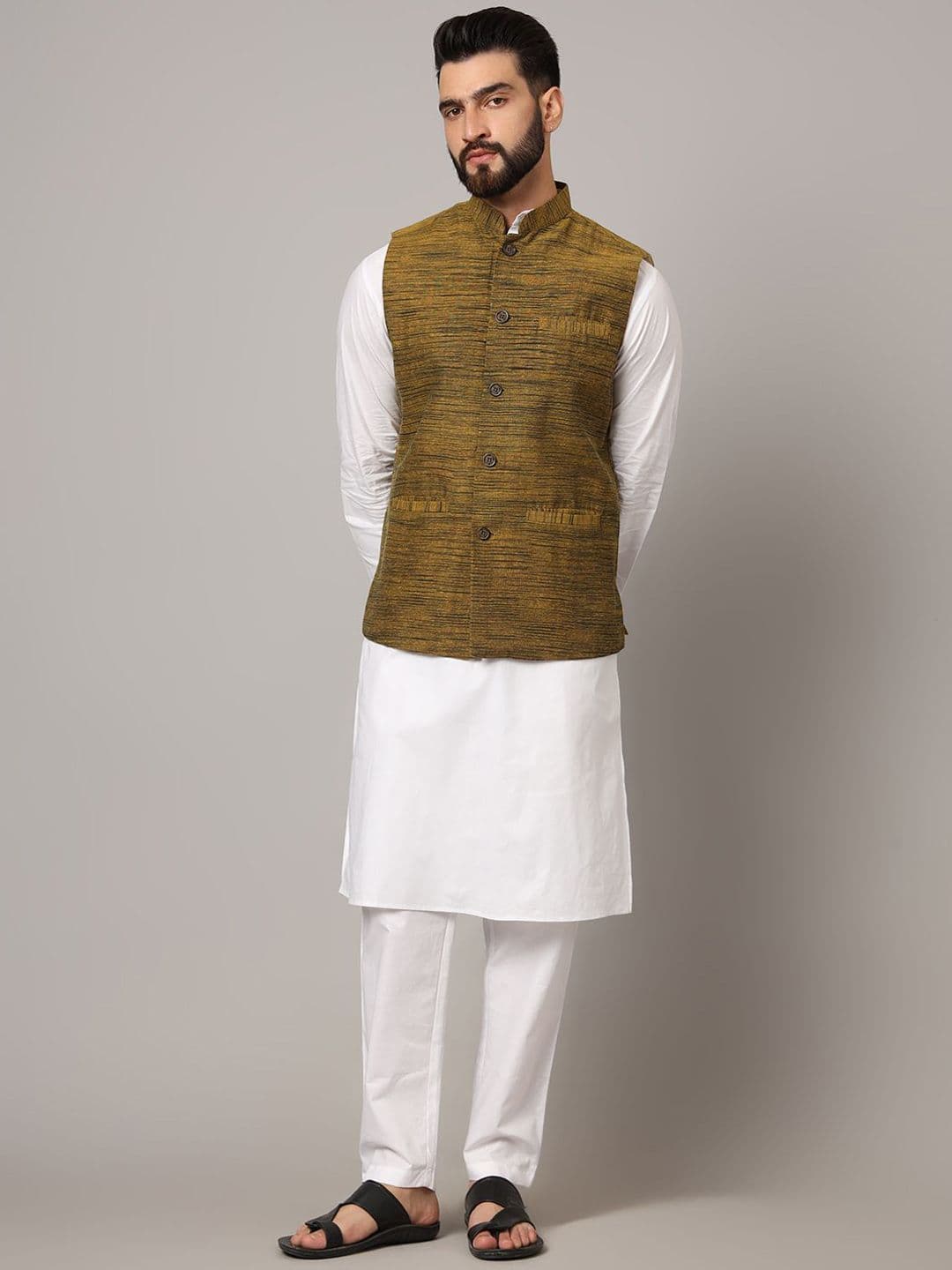 Latest Chikan Garments Woven Design Nehru Jacket - view 1