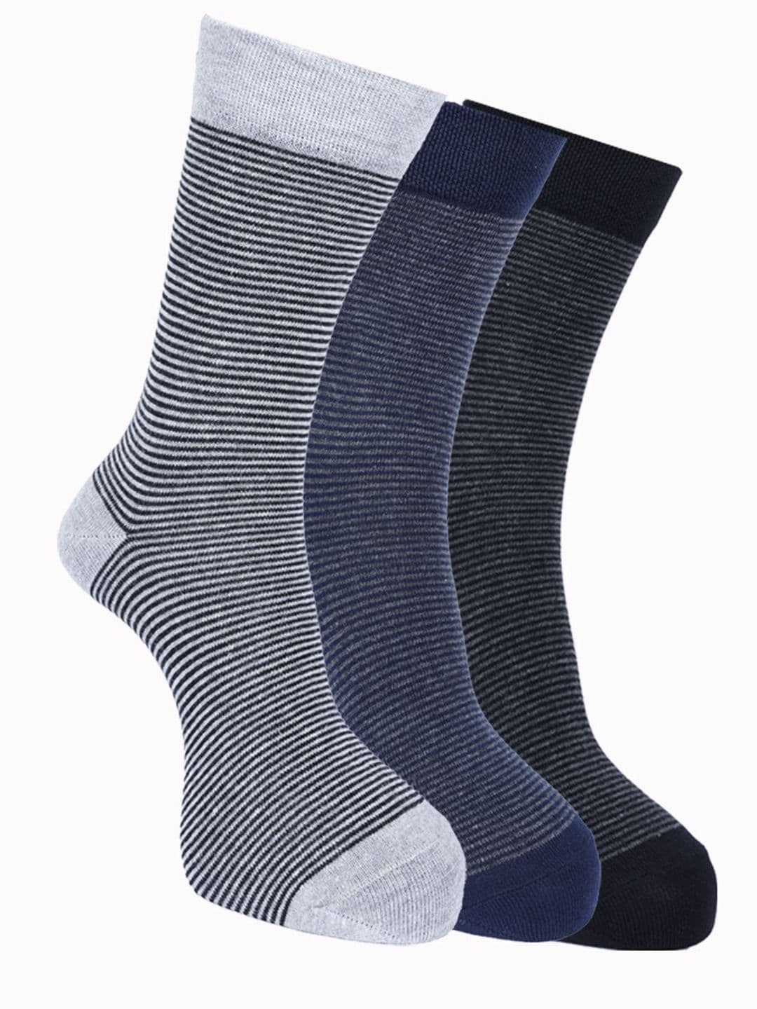 Force NXT Men Pack Of 3 Striped Cotton Crew-Length Socks - view 1