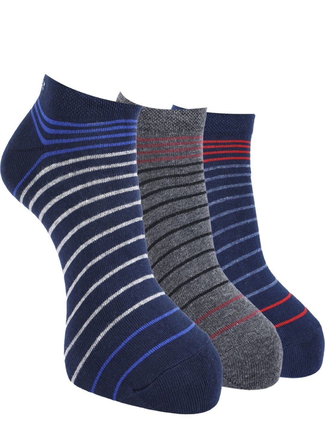 Force NXT Men Pack Of 3 Striped Cotton Ankle-Length Socks - view 1