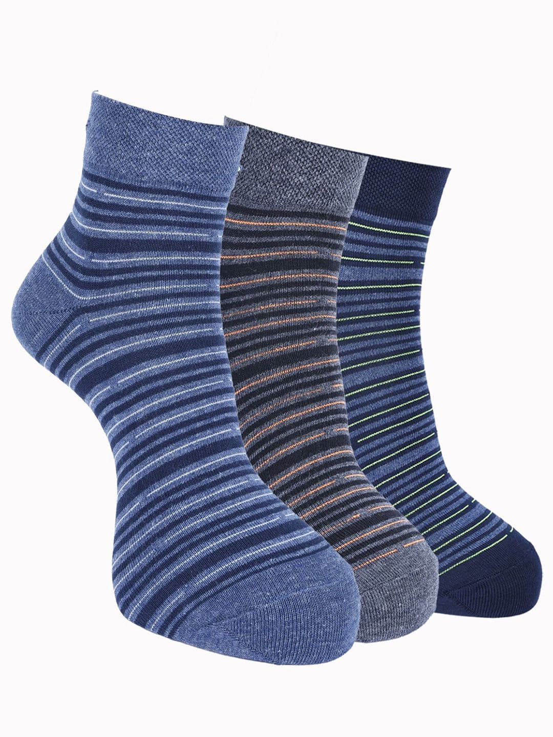 Force NXT Men Pack Of 3 Striped Cotton Ankle-Length Socks - view 1
