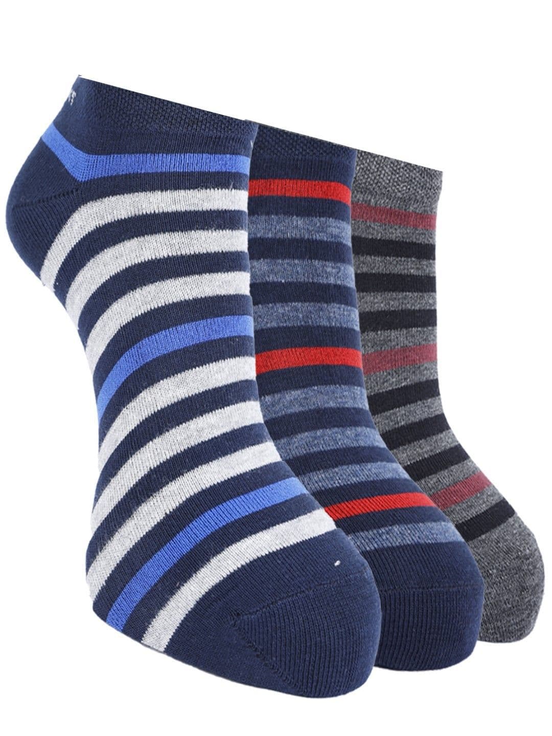 Force NXT Men Pack Of 3 Striped Cotton Ankle-Length Socks - view 1