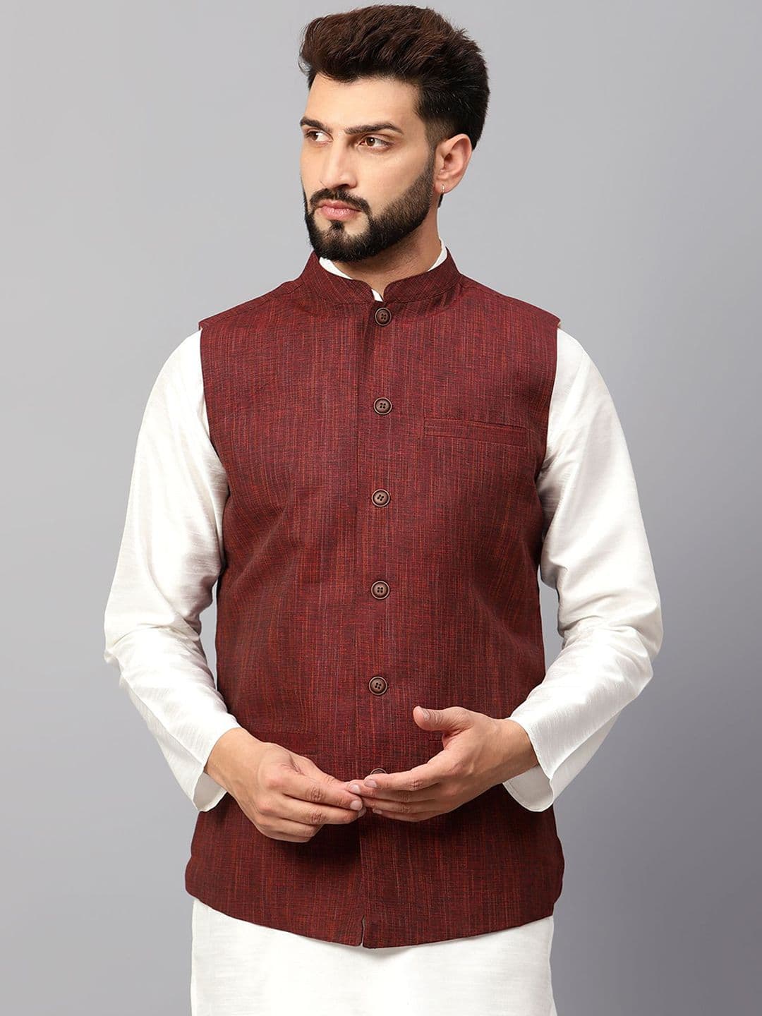 Latest Chikan Garments Woven Design Nehru Jacket - view 1