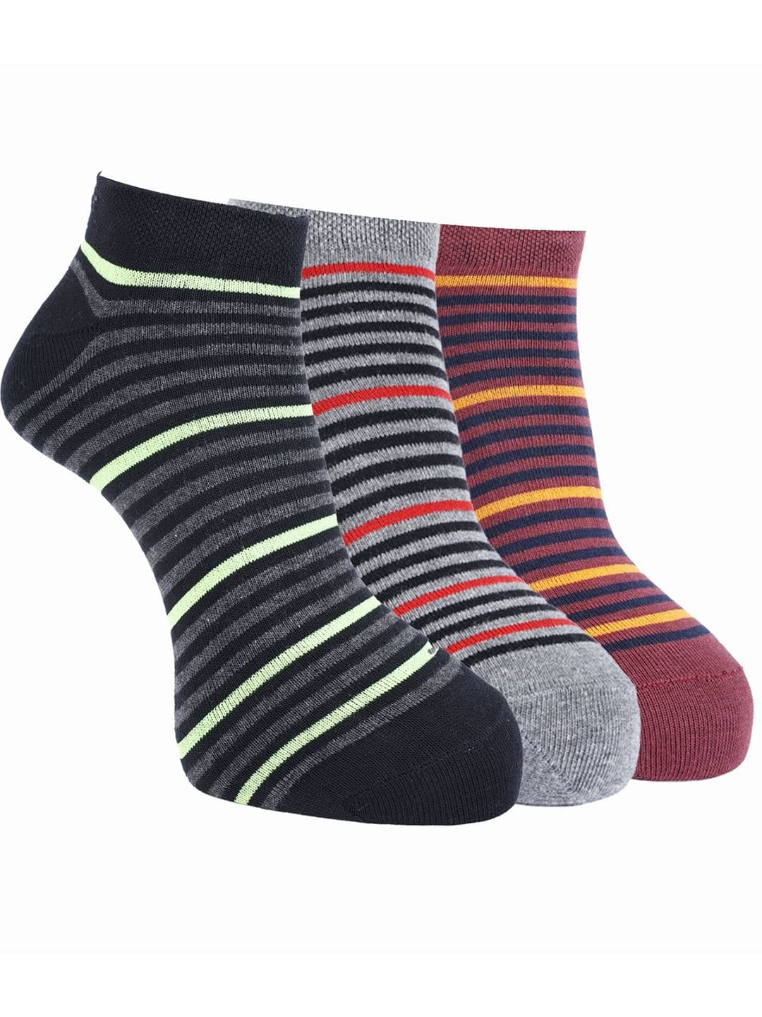 Force NXT Men Pack Of 3 Striped Ankle-Length Socks - view 1