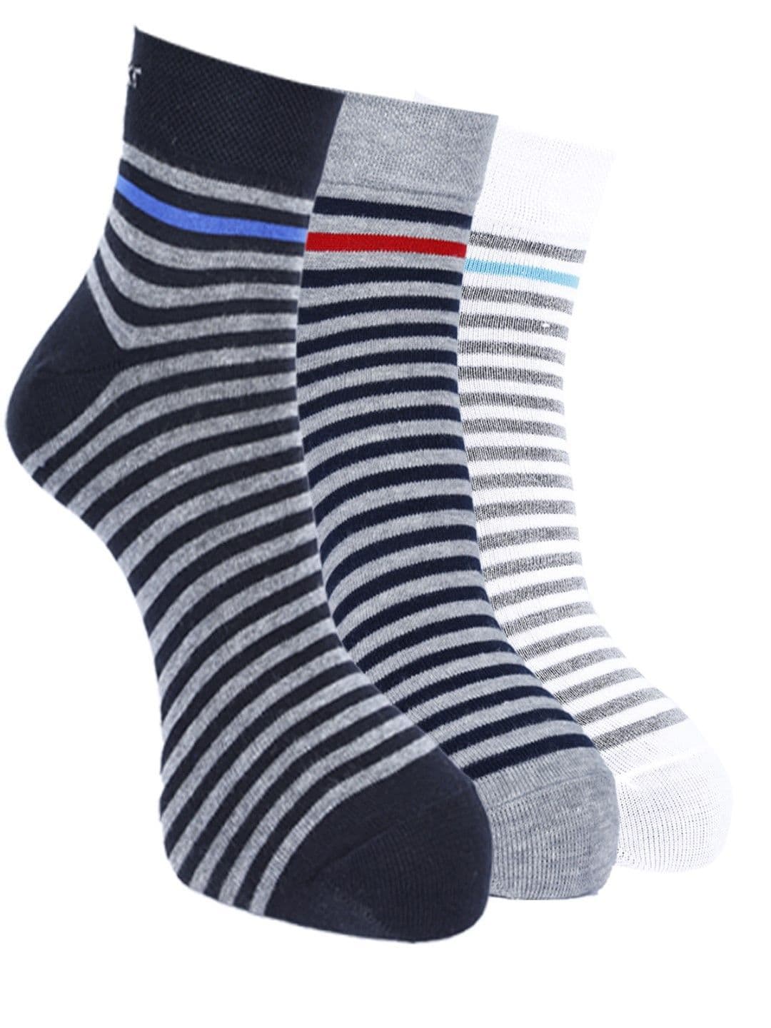 Force NXT Men Pack Of 3 Striped Cotton Ankle-Length Socks - view 1