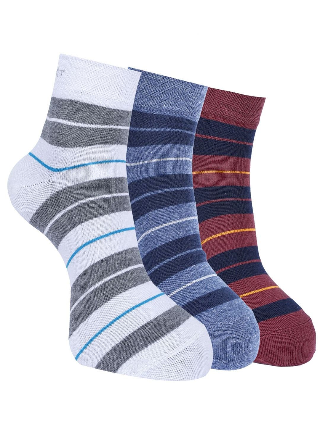 Force NXT Men Pack Of 3 Striped Cotton Ankle-Length Socks - view 1