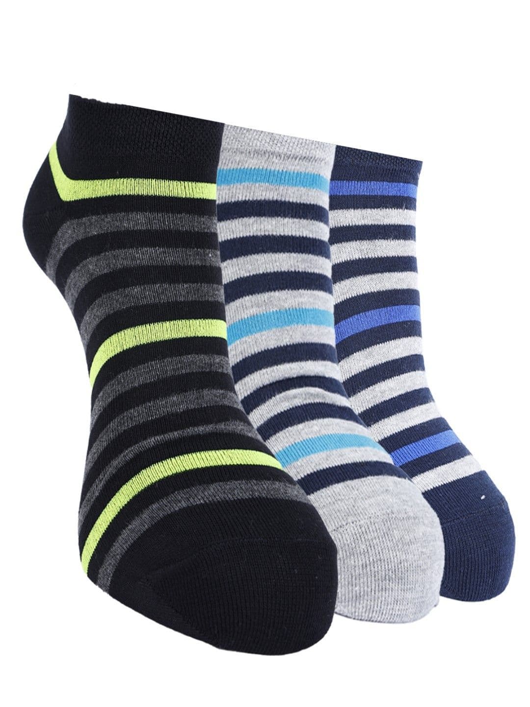 Force NXT Men Pack Of 3 Striped Cotton Ankle-Length Socks - view 1