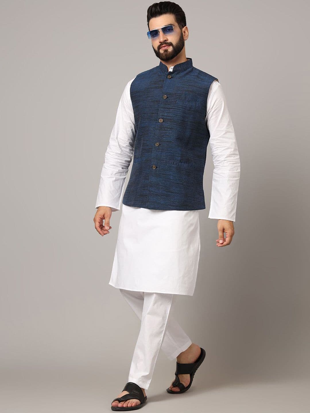 Latest Chikan Garments Woven Design Nehru Jacket - view 1