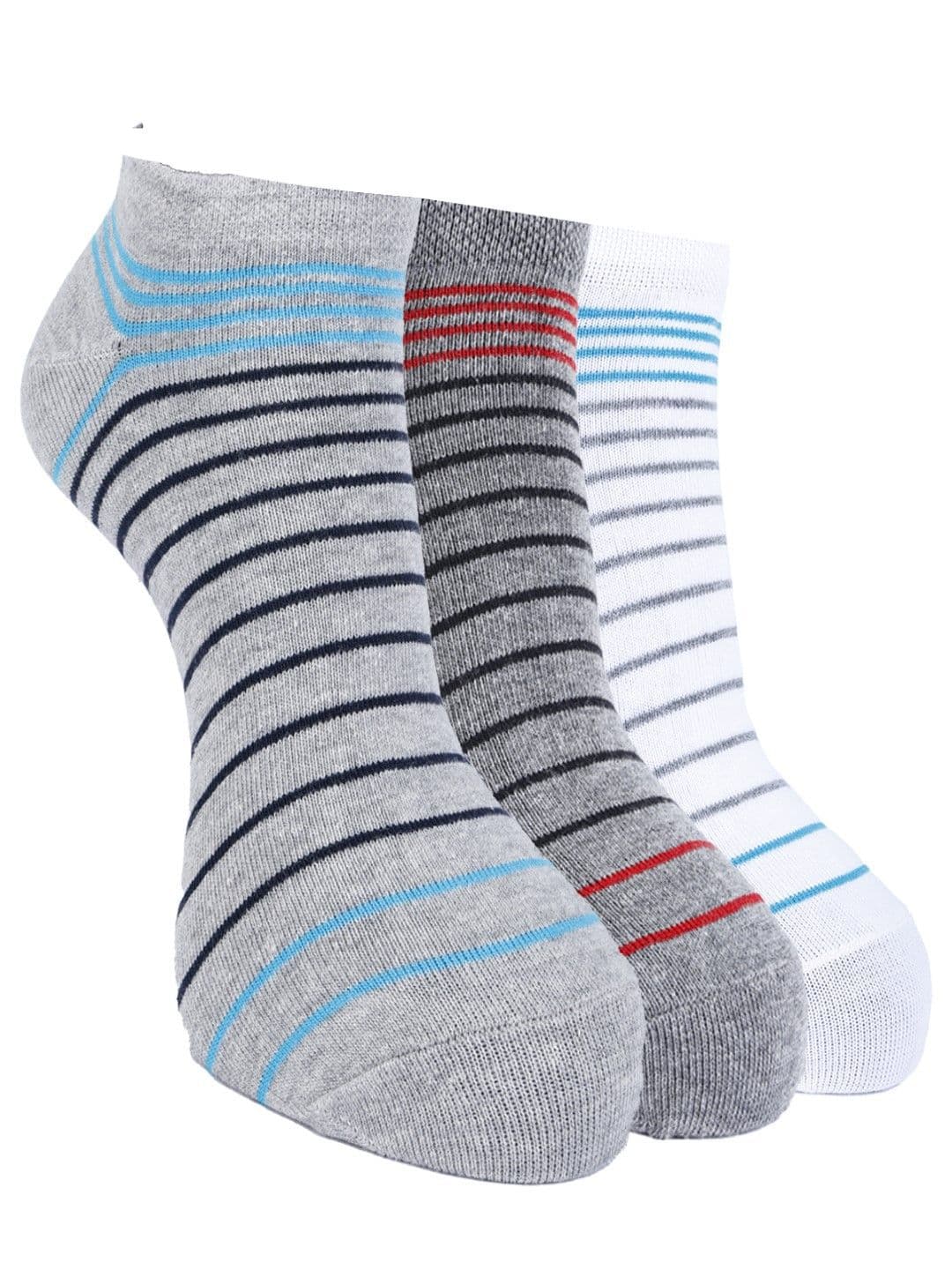 Force NXT Men Pack Of 3 Striped Cotton Ankle-Length Socks - view 1