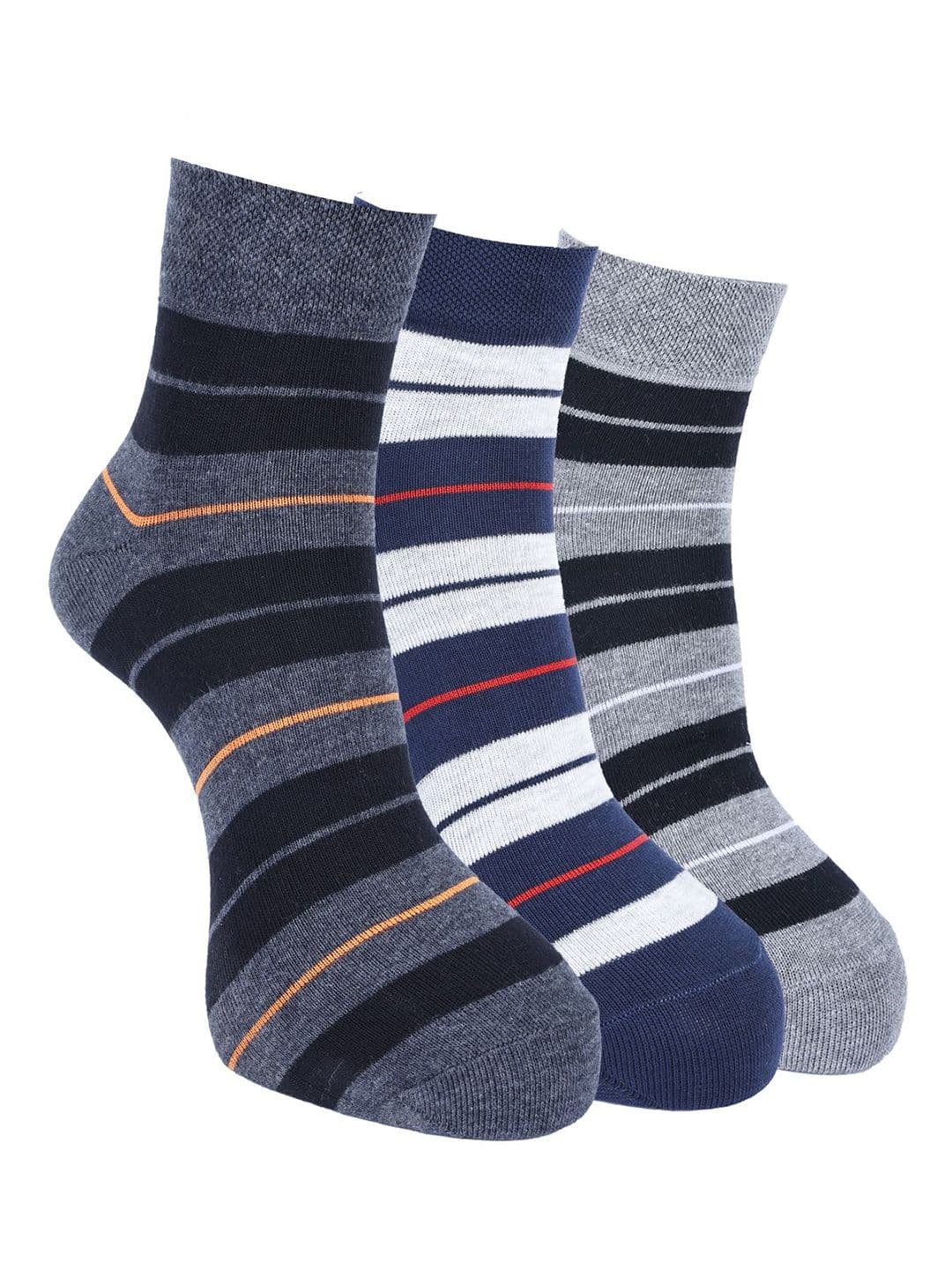 Force NXT Men Pack Of 3 Striped Cotton Ankle-Length Socks - view 1