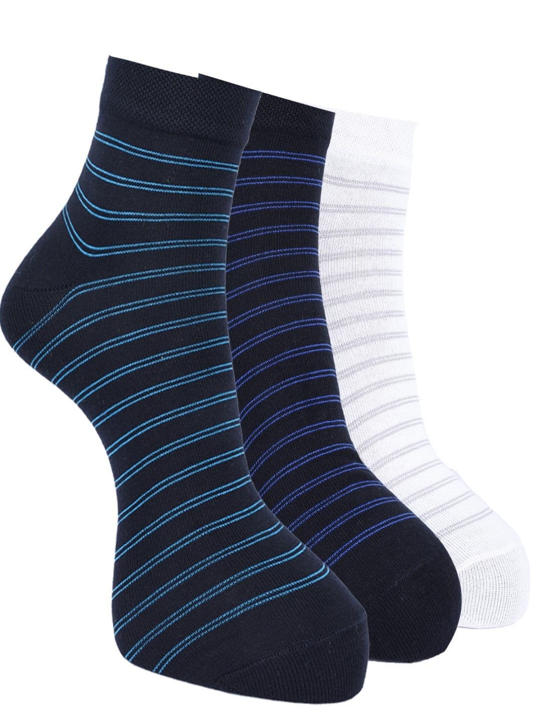 Force NXT Men Pack Of 3 Striped Cotton Ankle-Length Socks - view 1