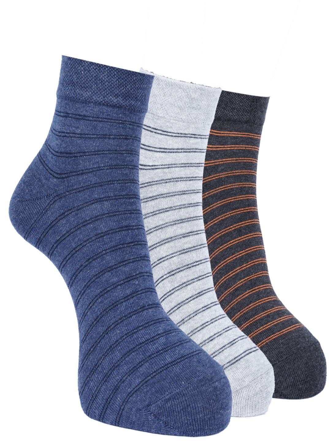 Force NXT Men Pack Of 3 Striped Cotton Ankle-Length Socks - view 1