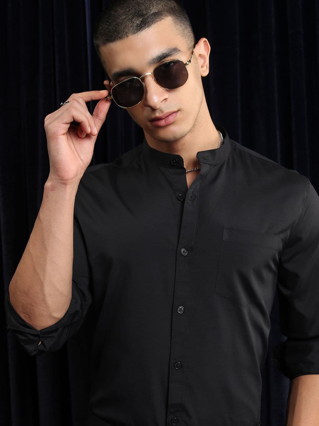 HIGHLANDER Men Mandarin Collar Slim Fit Shirt - view 1