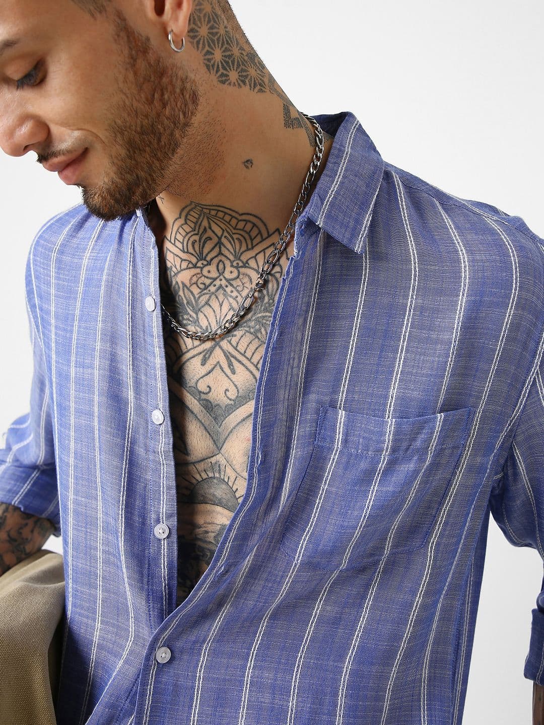 VASTRADO Pure Cotton Classic Slim Fit Vertical Striped Casual Shirt - view 1