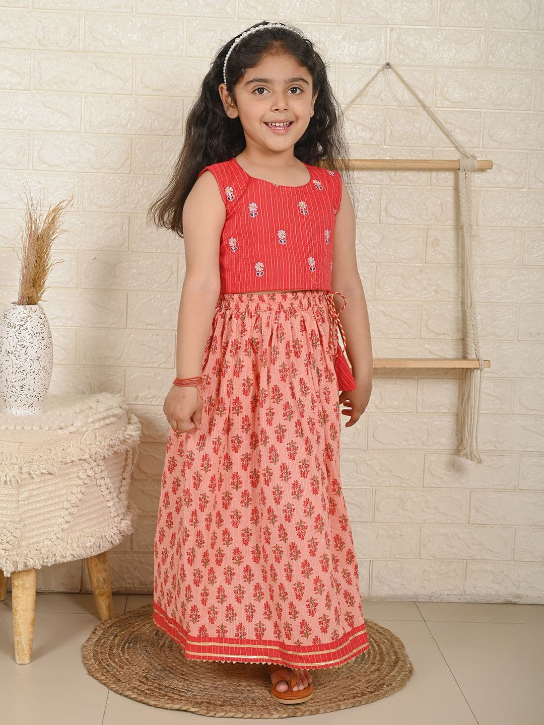 Sangria Girls Embroidered Cotton Ready to Wear Lehenga Choli - view 1