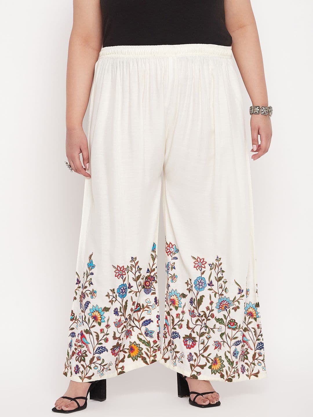 CLORA CREATION PLUS Women Floral Printed Knitted Palazzos - view 1