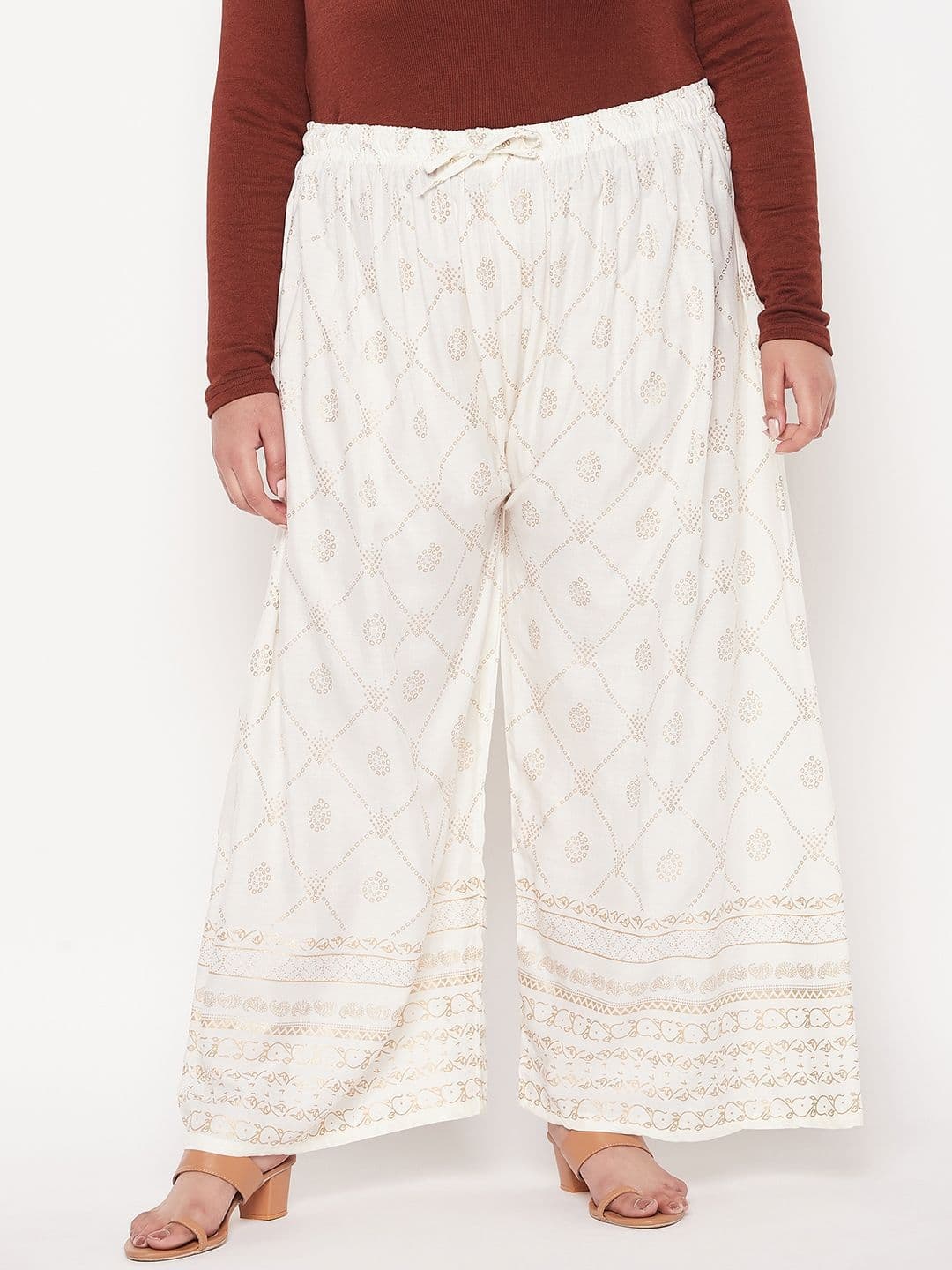 CLORA CREATION PLUS Women Printed Knitted Ethnic Palazzos - view 1