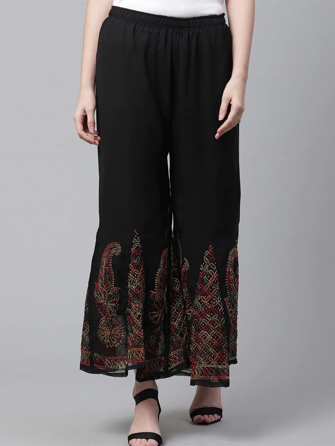 KHAKA Women Paisley Embroidered Flared Palazzos - view 1