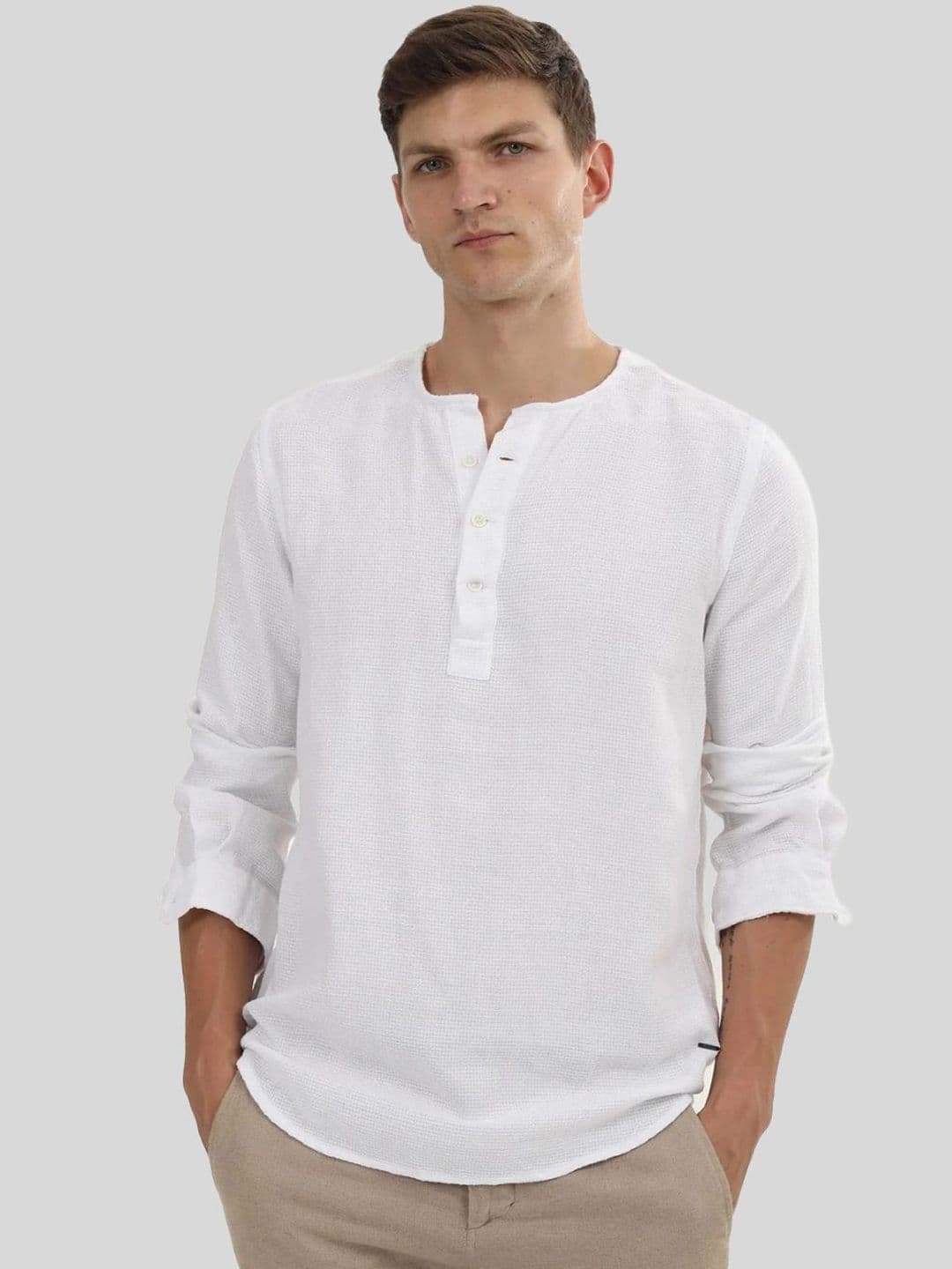 EdinWolf Mandarin Collar Long Sleeves Cotton Short Kurta - view 1