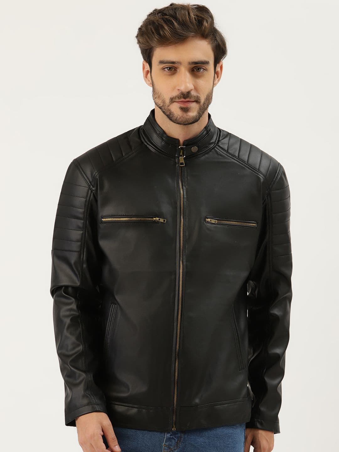 Leather Retail Men Lightweight Biker Jacket - view 1