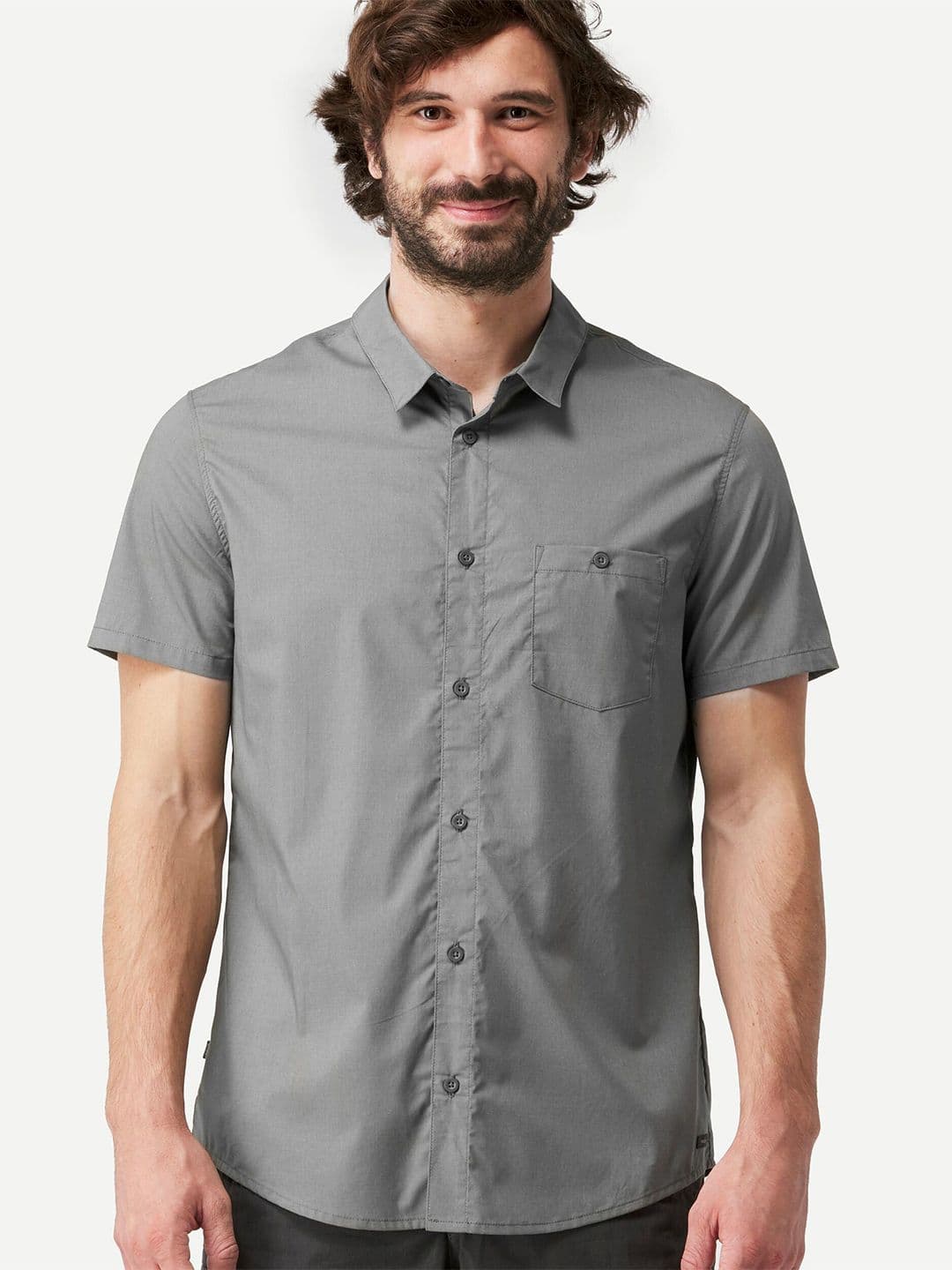 Decathlon Forclaz - Men Grey Travel 100 Lightweight Shirt - view 1
